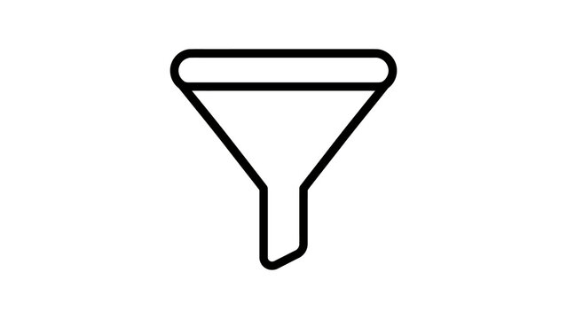 Simple filter icon funnel shape outline for data sorting on transparent.