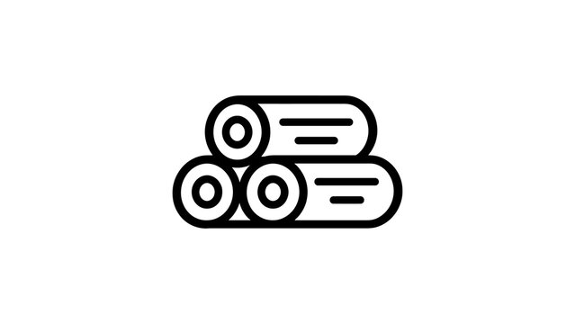 Stacked wooden logs icon with simple black outline for forestry industry.