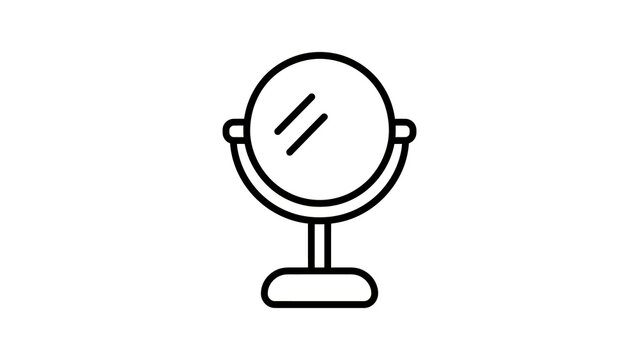Table mirror outline icon on transparent background for beauty and decor use.