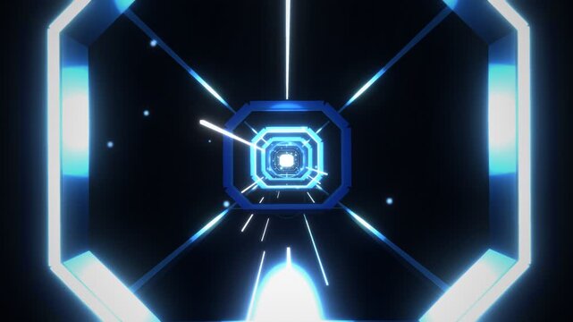 Futuristic Blue Neon Corridor Tunnel Motion Background Loop