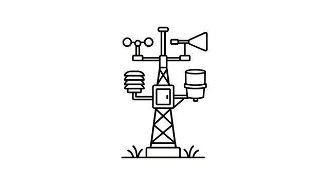 Weather station tower with multiple environmental sensors and wind gauges.