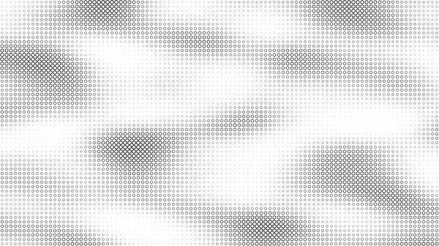 Hexagon Halftone Wave Motion Background with Black Honeycomb Grid, Abstract Geometric Ripple Pattern and Modern Monochrome Animation