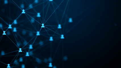 Obraz premium Network of connected people icons representing social community and global links.