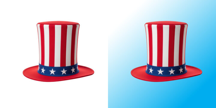 Pixel art style uncle sam top hat with american flag stars and stripes pattern