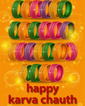 Happy Karva Chauth Colorful Bangles Background.