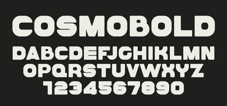 Cosmobold Retro Futuristic Bold Font Alphabet for Logo, Poster, Branding, T-Shirt and Display Typography Design
