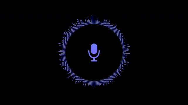 4K AI Voice Assistant Circular Audio Visualizer Microphone Soft Glow Loop Podcast Spectrum Waveform Animation Background