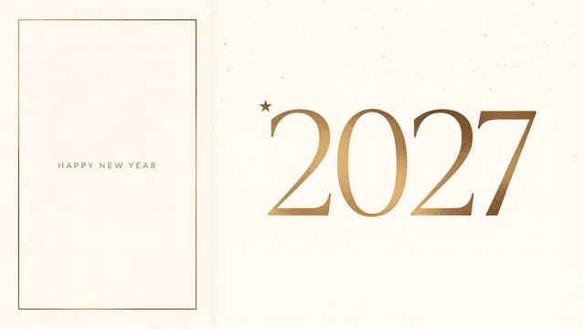 Minimalist graphic design featuring the year 2027 in elegant gold serif font