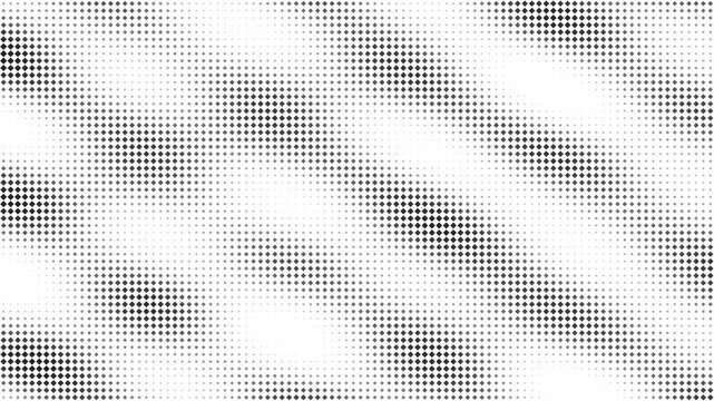 Black Diamond Halftone Wave Motion Background with Geometric Rhombus Grid, Abstract Monochrome Pattern and Modern Minimal Animation