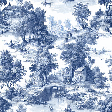 Toile de Jouy Seamless Pattern