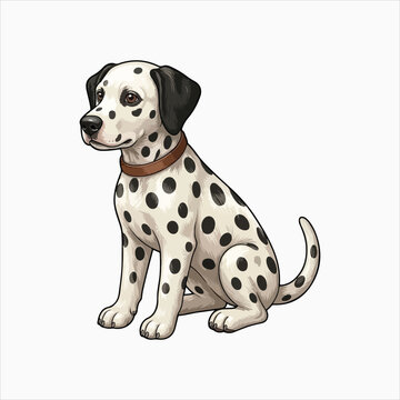Dalmatian breed friendly dog vector illustration