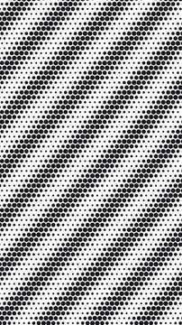 Seamless scrolling black halftone dot pattern, vertical 9:16 looping animated background for video titles and streams, 4K 58 seconds