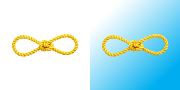 Shiny gold chain infinity symbol jewelry piece isolated on a white background
