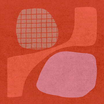 Geometric abstract art design with burnt orange and pink