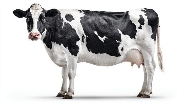 Holstein cow portrait isolated on white background