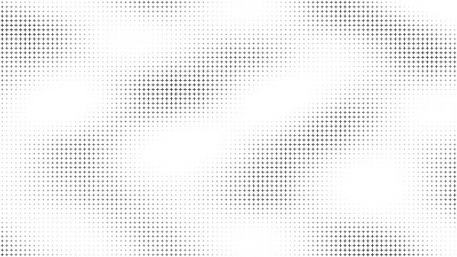 Black Plus Sign Halftone Wave Motion Background with Geometric Cross Grid, Abstract Monochrome Pattern and Modern Minimal Animation