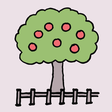 native flat art style design big green tree