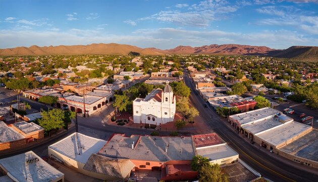 downtown marfa texas from highland ave presidio county courthouse