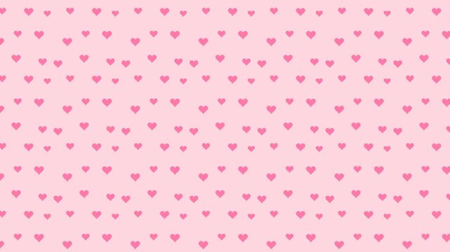 Seamless scrolling pink heart pattern, looping animated background for video titles and streams, 4K 58 seconds