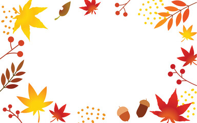 Autumn leaves and acorns form a decorative border on transparent background fall foliage maple oak nuts branch stem © Shazid