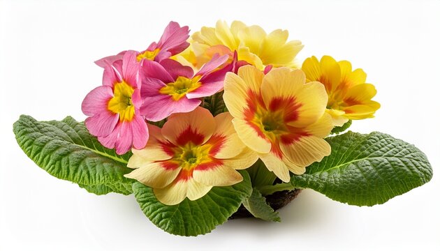 blooming primrose flower plant cluster isolated on white backgroun