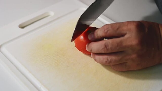 Cutting a Tomato into Slices, Halves and Small Diced Pieces