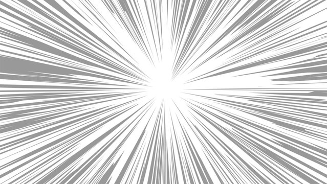 Strong converging lines form a powerful tunnel illusion with a brilliant central light source evoking a sense of rapid speed and forward movement