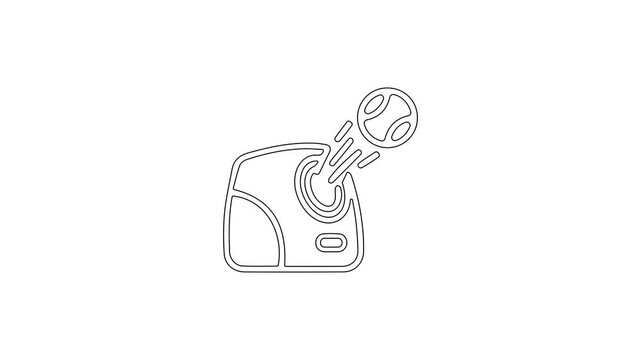Automatic Tennis Ball Machine Thrower, Court Training Equipment Animated Icon, Loop Video Isolated on White