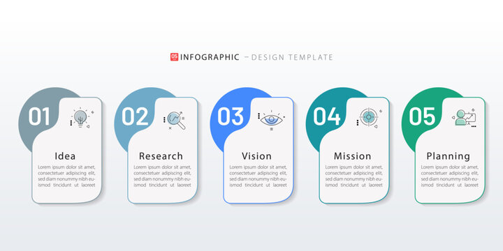 Infographic template design. 5 Step timeline journey. Process diagram, 5 options on white background, Infograph elements, business, education, technology, modern vector illustration.