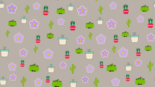 Stylized Plants and Flowers Pattern