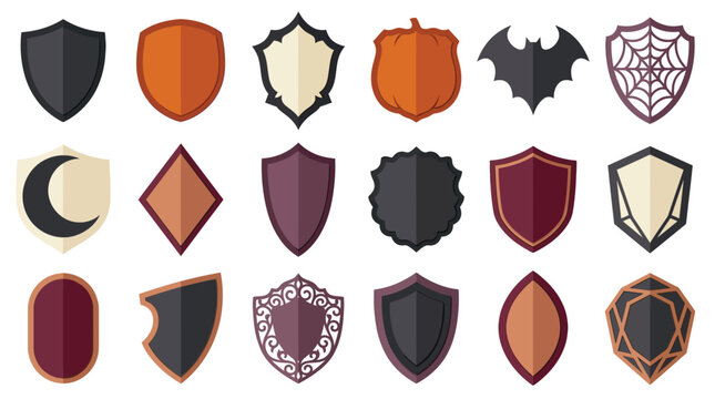 Vintage shield and crest vector designs perfect for greeting cards, badges, logos, or fantasy-themed social media posts