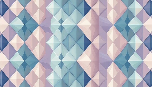 geometric seamless pattern pastel lavender light blue and cream diamonds in a modern abstract layout clean repeating design minimalist style balanced symmetry soft contemporary colors