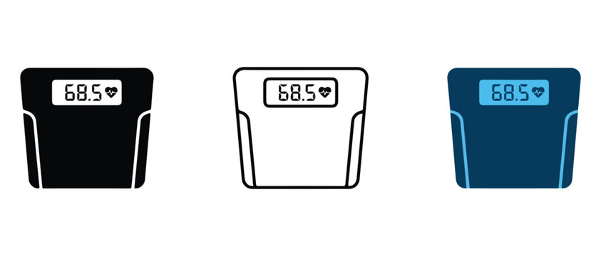 digital bathroom scales showing identical weight measurement with different color designs isolated on transparent background