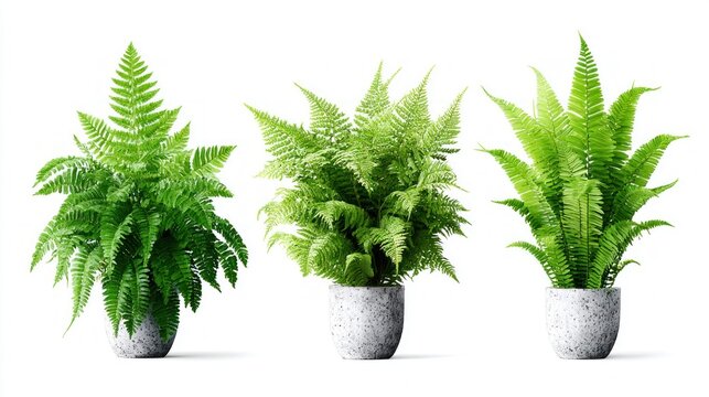 Lush ferns potted plants add life and color