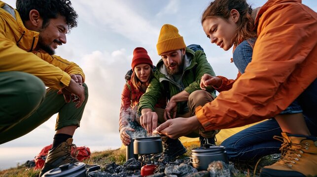 Group enjoying warmth friendship nature outdoors