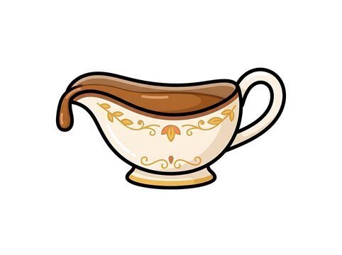 Vector illustration of a gravy boat with gravy for Thanksgiving celebration