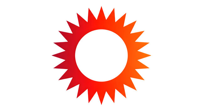 Red and orange gradient sun icon with a hollow center and radiating spikes gradient radiating illustration