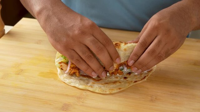 Chicken Roll Wrapped in Paratha
