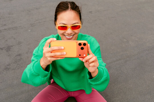 Smiling Smartphone Camera Selfie Bright