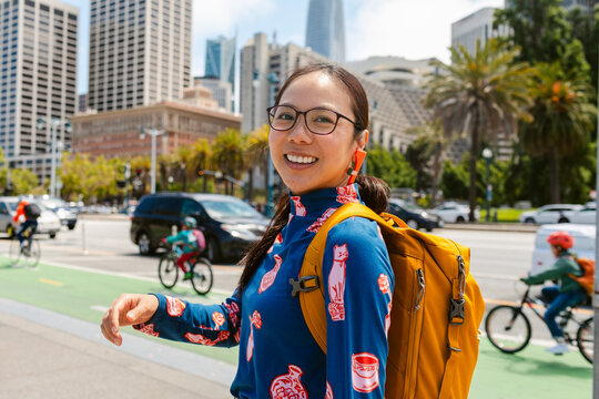 Backpack Busy Walk in San Francisco