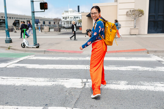 Across Busy Street Colorful San Francisco