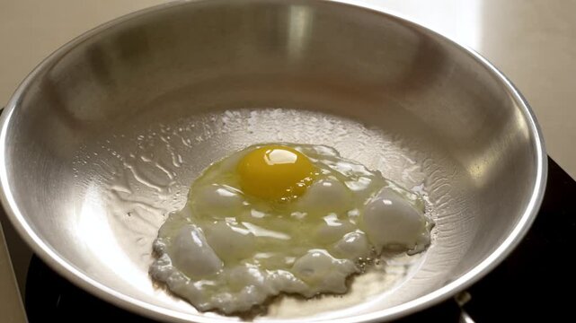 Sunny Side Up Egg Cooking in Hot Oil