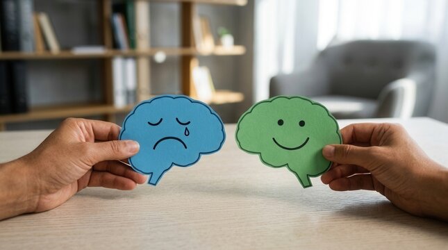Emotional Brain Icons Representing Mental Health And Well Being