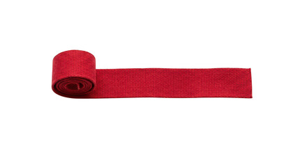 Fototapeta premium Red fabric webbing roll isolated on transparent background