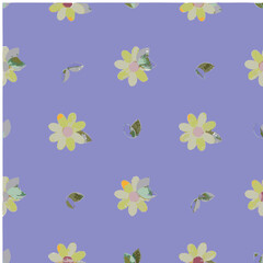 Fototapeta premium Seamless pattern of yellow flowers and leaves