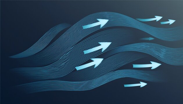 textile with wind flow arrows demonstrating breathability