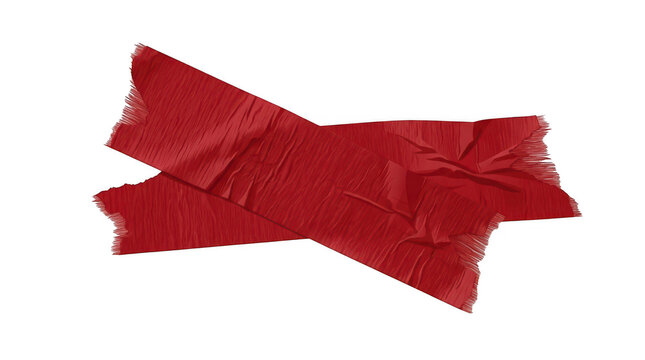 Two strips of red duct tape isolated on transparent background