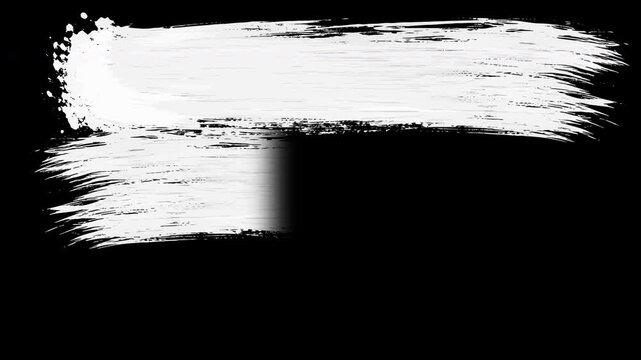 4K Triple Brush Stroke Transition Black White Paint Reveal Alpha Luma Matte Overlay Background Texture Grunge