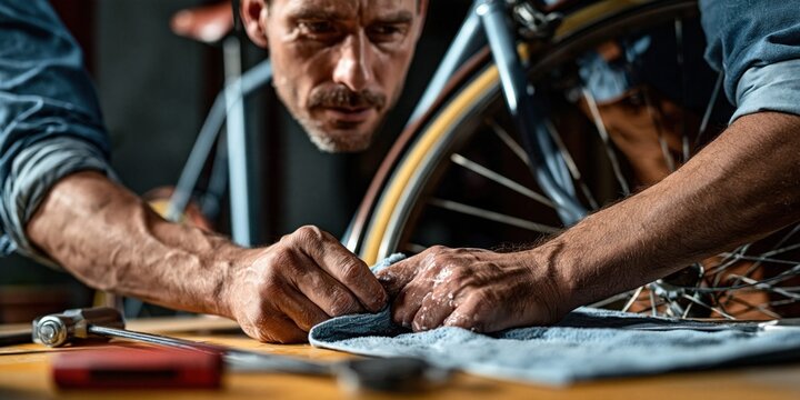 Vintage bike restoration expertise in a dimly lit workshop
