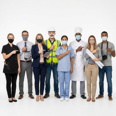 Fototapeta premium Diverse Professionals United In Their Work With Face Masks